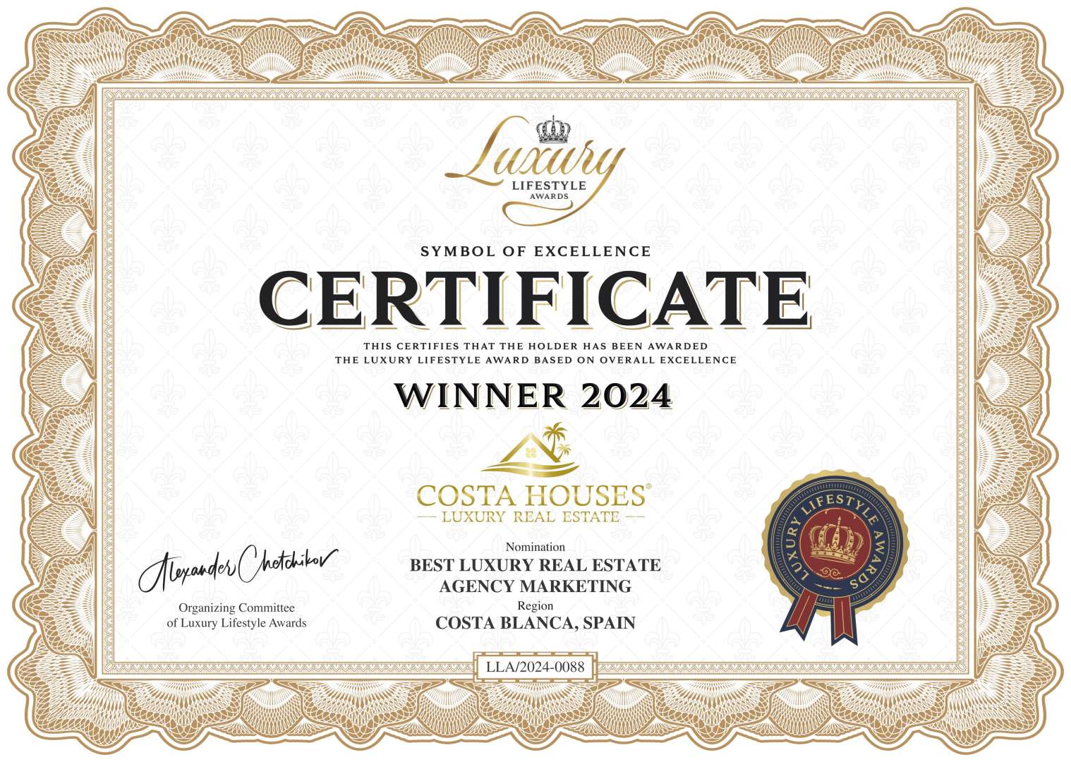 COSTA HOUSES · Winner 2024 Luxury Lifestyle Awards - Best Luxury Real Estate Marketing Costa Blanca Spain